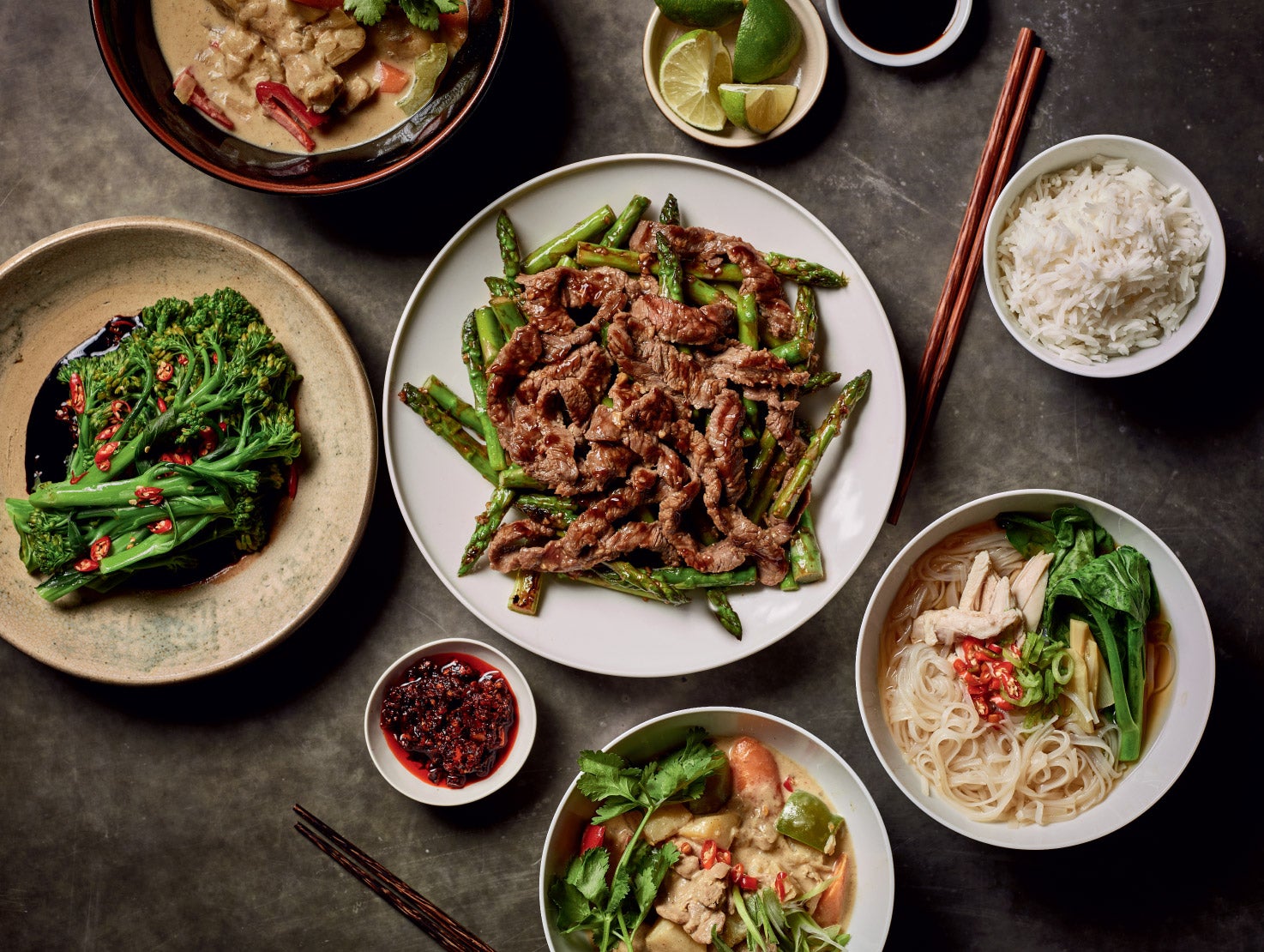 Shared Plates with different food dishes