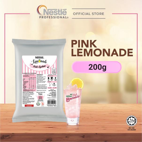 A glass of Nestle Pink Lemonade and a Sachet Pack